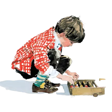 child using abacus watercolour illustration