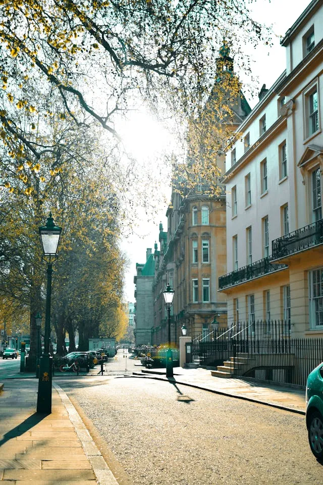photography of street in central London autumn winter